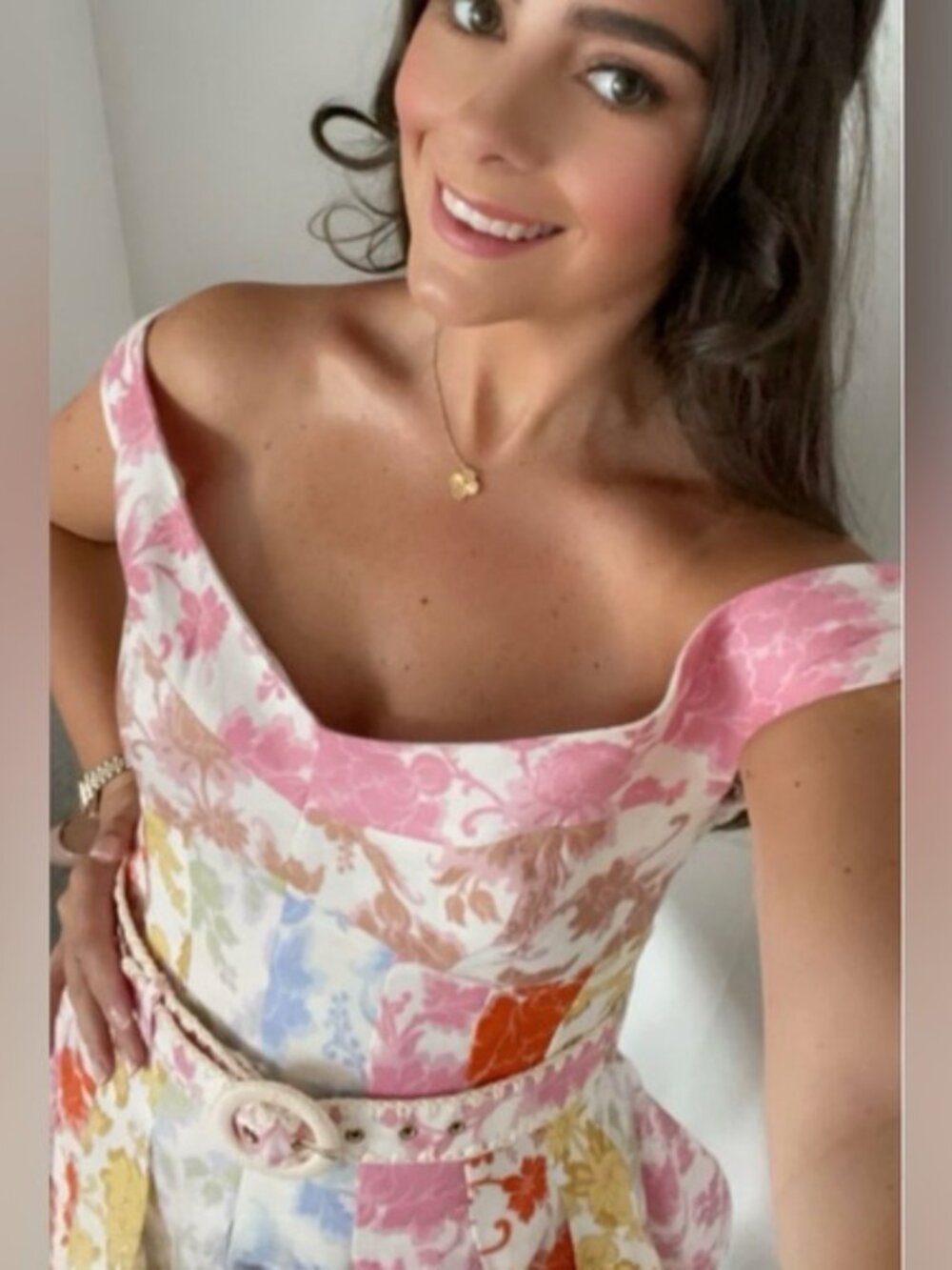 Zimmermann Postcard Spliced Multicolor Off-Shoulder Mini Dress. Size 1/S - Picture 7 of 15